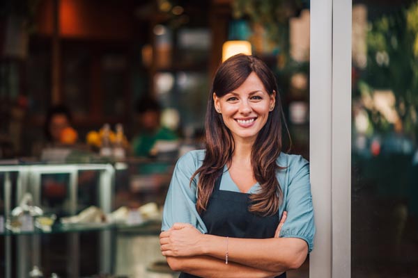 woman in front of a store