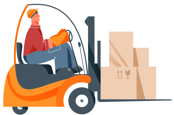 Man driving a forklift