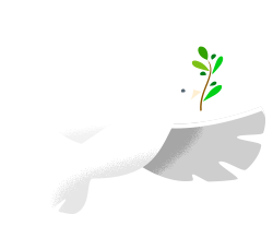 Illustration of a white dove carrying a fig branch.