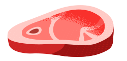 Illustration of a raw steak.